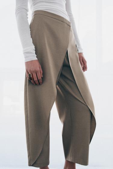 ZW COLLECTION WRAP FRONT TROUSERS - camel by Zara - Image 1