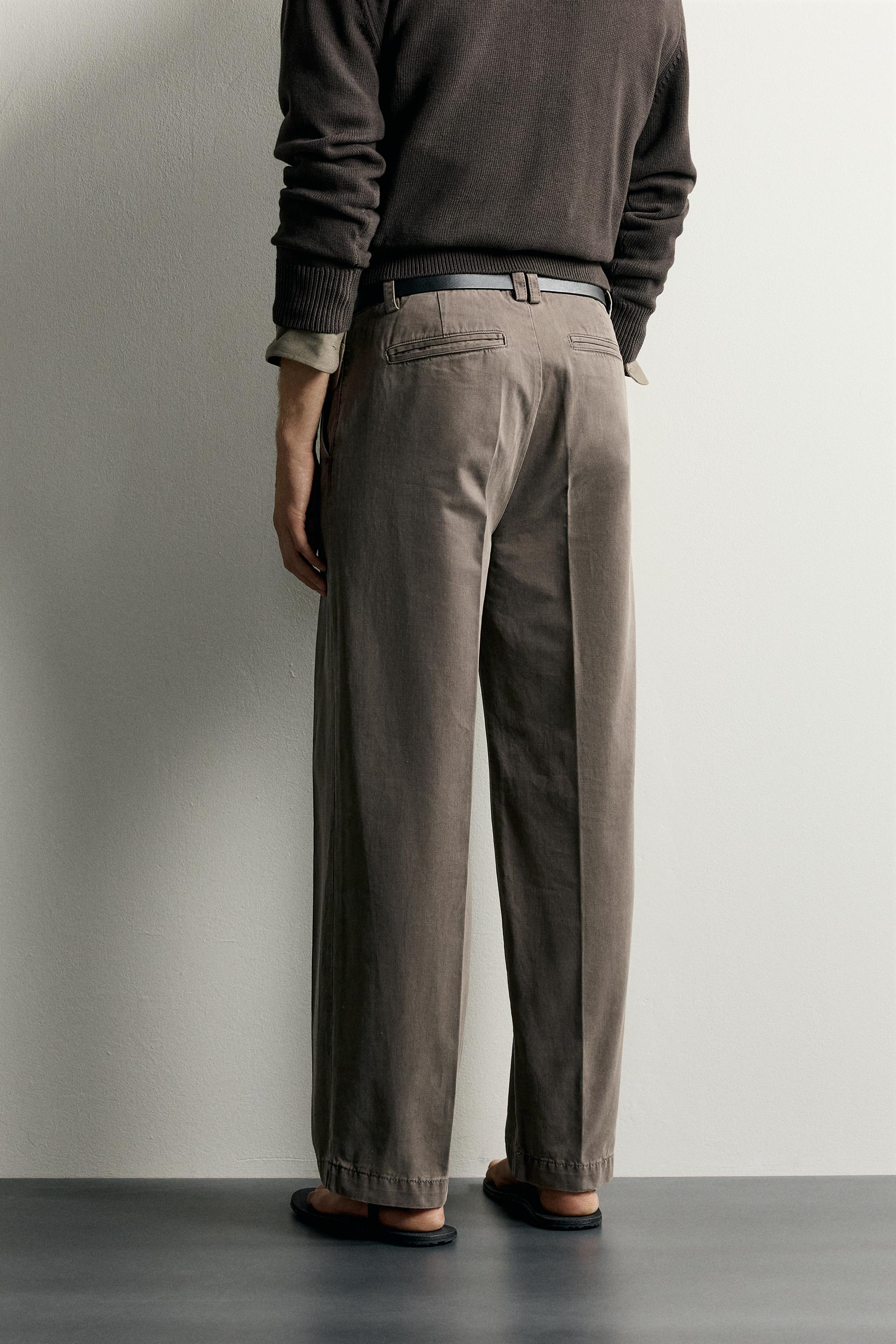 ウォッシュド リラックスフィット チノパンツ - ブラウン | ZARA Japan 