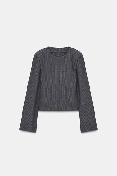 TOP WITH SHOULDER PADS AND PINSTRIPE - Stripes by Zara