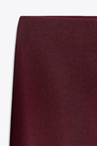 Zara ASYMMETRIC CREPE SKIRT - Burgundy