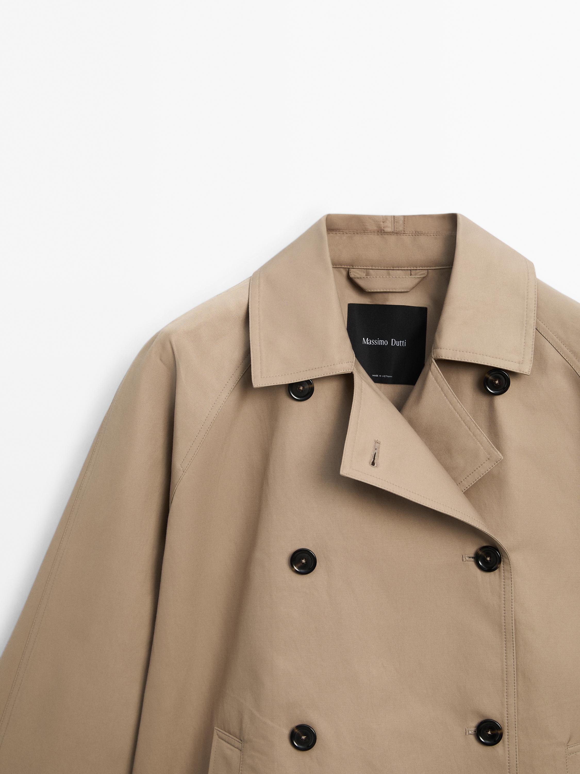 Short water-repellent cape trench coat - Dark mink | ZARA