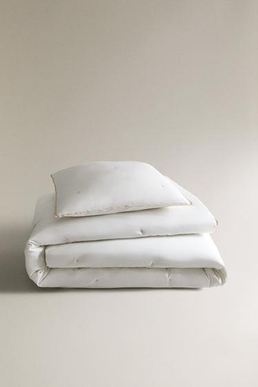 DOTTED SATEEN LINEN QUILT - Oyster-white by Zara
