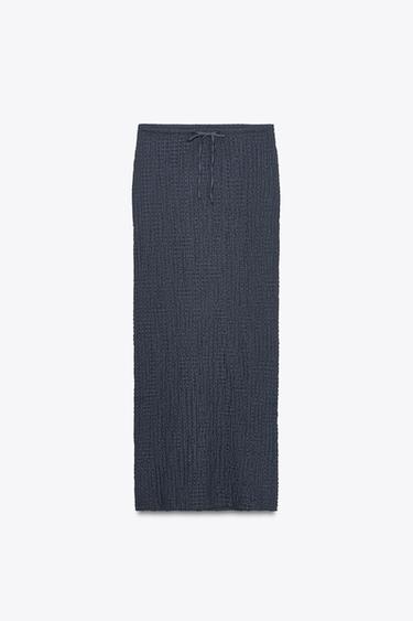 Zara TEXTURED MIDI SKIRT - Charcoal gray