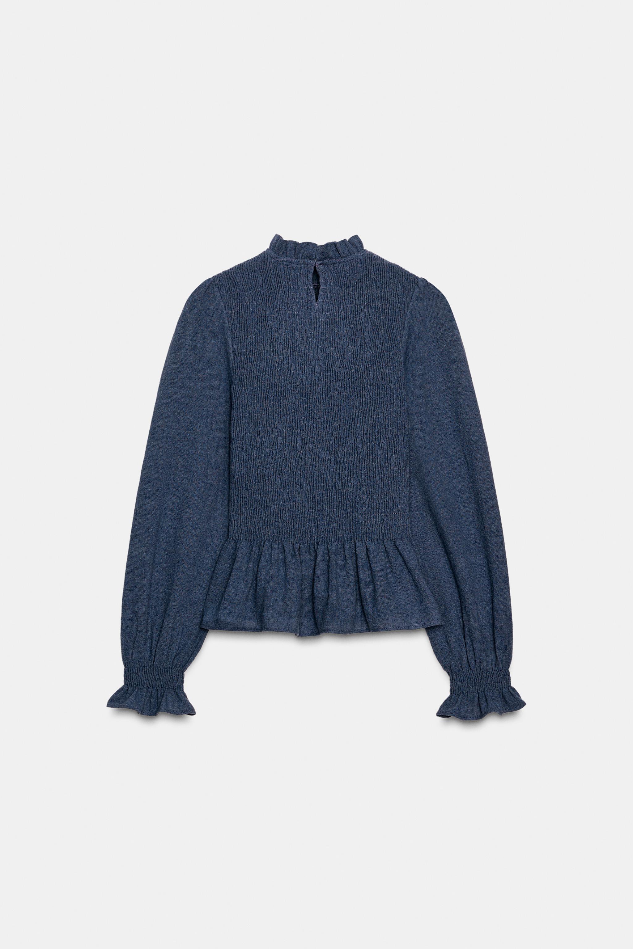 【専用】Overdue flair special smocked top SMOCKED SHIRT - Blue | ZARA Canada