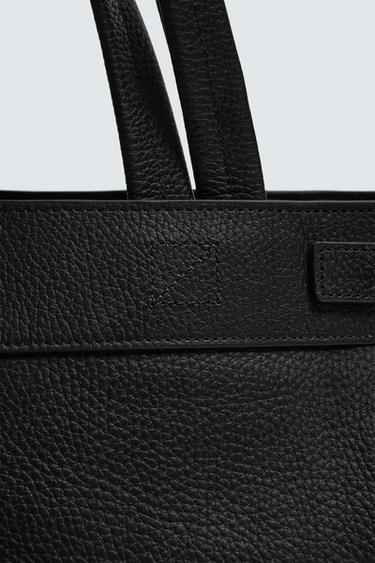 LEATHER TOTE BAG - Black by Zara - Image 7