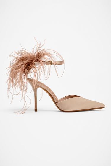 FEATHER HIGH HEELS - Beige by Zara
