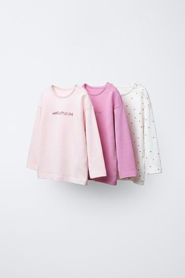 3-PACK OF T-SHIRTS WITH HEARTS AND EMBROIDERED SLOGAN - Pink by Zara - Image 0