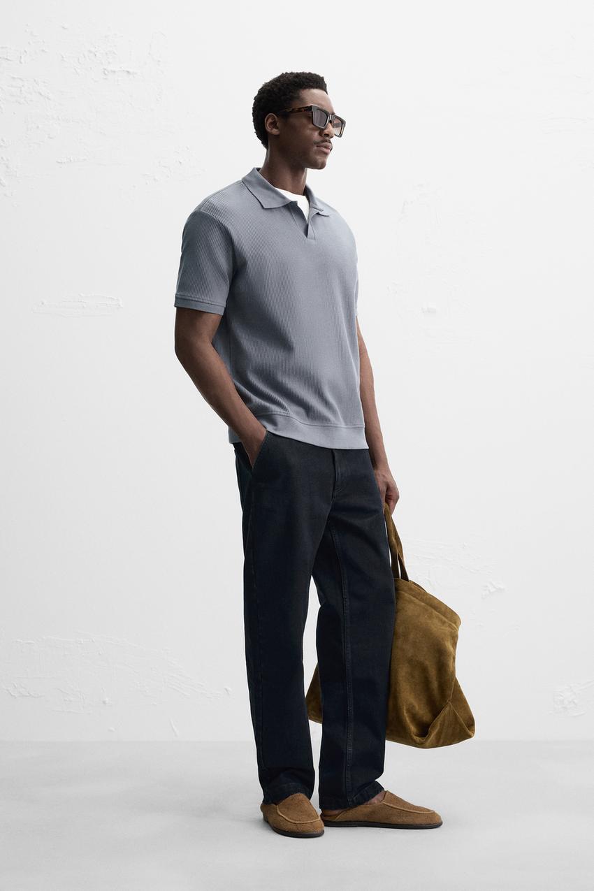 VERTICAL TEXTURED POLO SHIRT