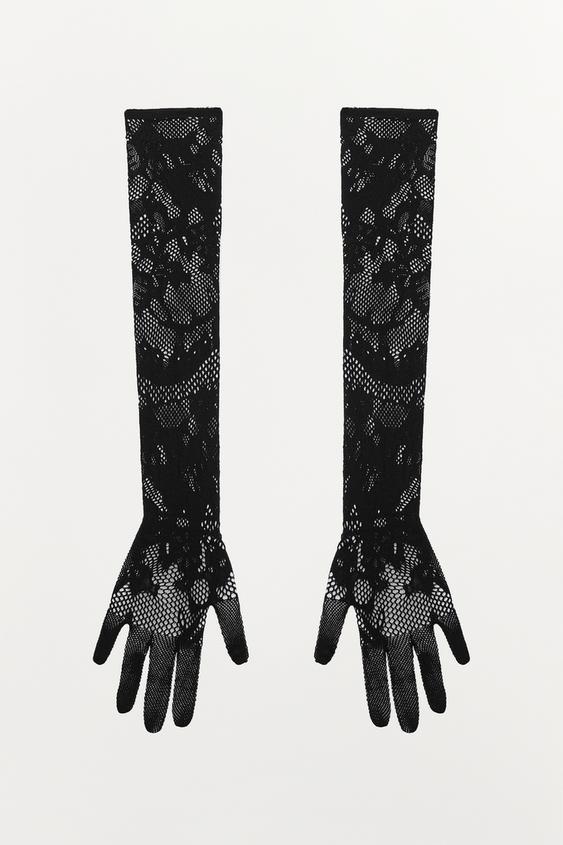 GANTS SANS COUTURES EN DENTELLE - Noir de Zara - Image 2