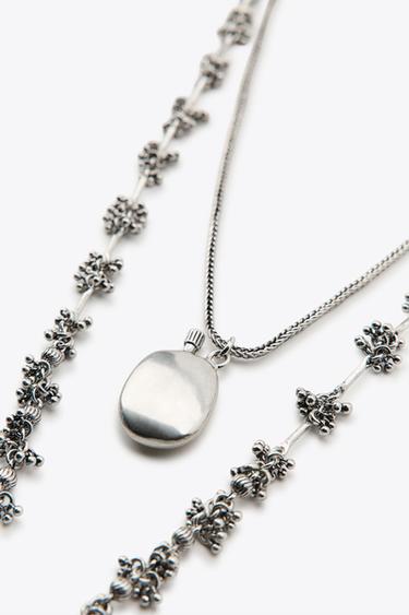 PACK OF 2 NECKLACES WITH PIECES AND BOTTLE - Silver by Zara - Image 3