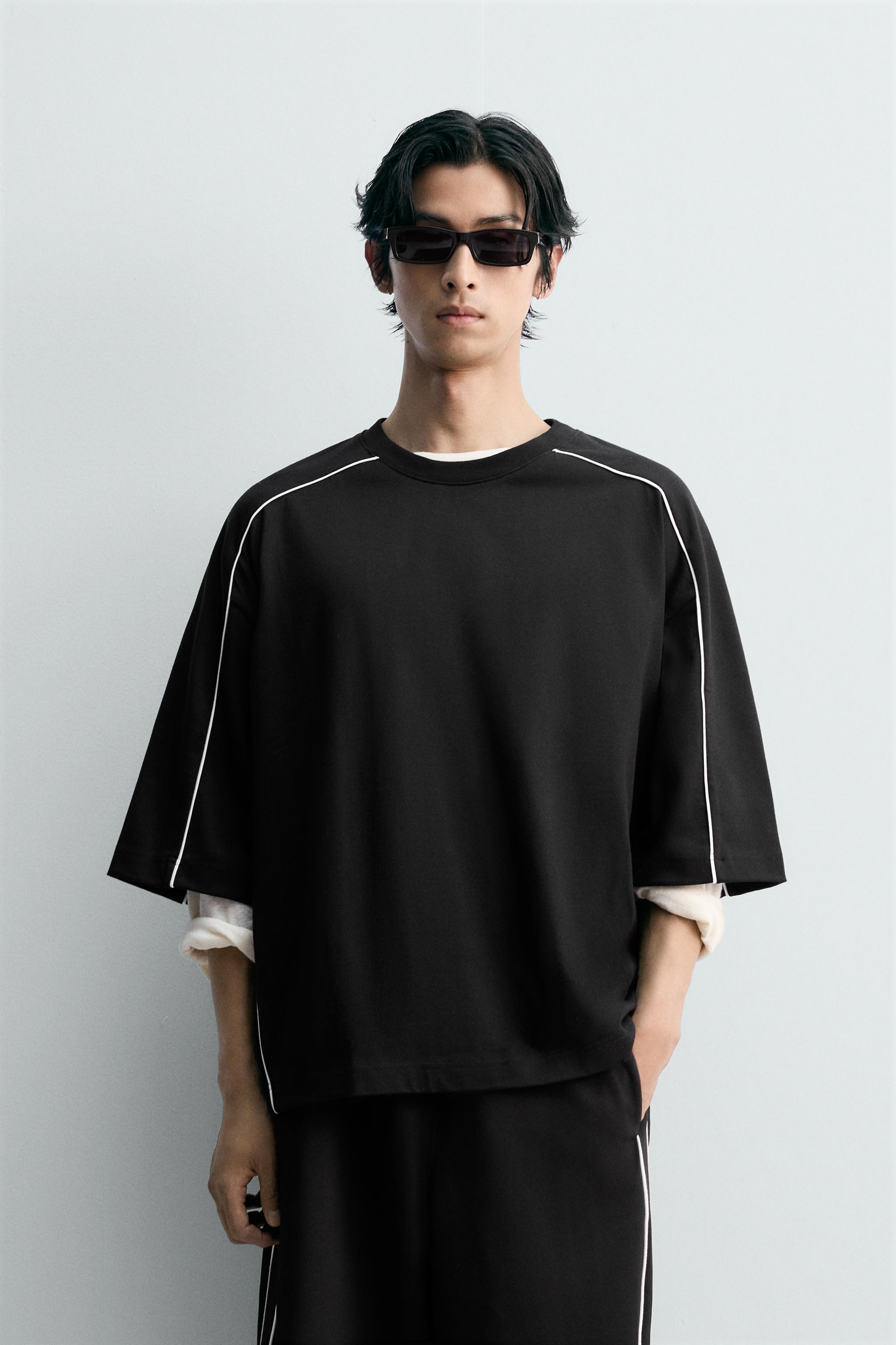 Drawer クルーネック半袖スウェット ヘルスニット（Healthknit）（メンズ）ナローボーダー ワイド