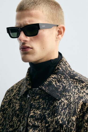 JAQUETA DE COURO COM PELO ESTAMPADO - Branco / Preto da Zara