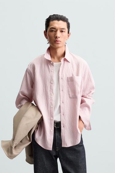 Zara FLOWY STRIPED SHIRT - Pink