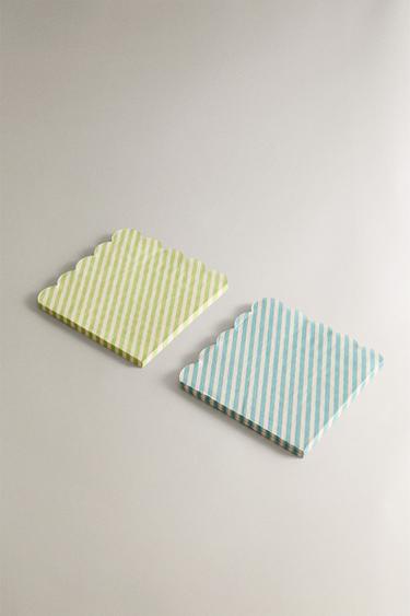LOT SERVIETTES DE TABLE PAPIER RAYURES (LOT DE 30) - Vert / Bleu de Zara - Image 1