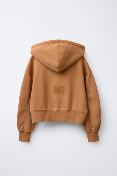CROPPED SWEATSHIRT WITH LABEL - Toffee by Zara - Image 1