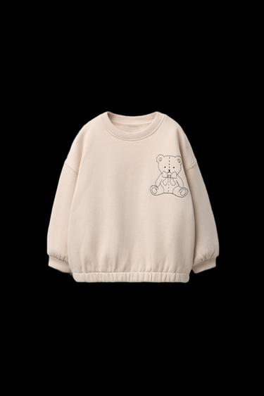 SUDADERA BORDADO CONTRASTE - Crudo de Zara - Imagen 0
