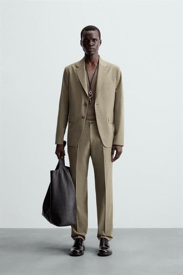 TEXTURED SUIT TROUSERS - Brown / Taupe by Zara