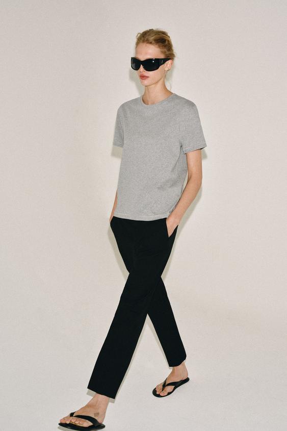 Zara Crew Neck T-Shirt - Gray marl - Image 0
