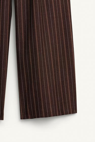 PANTALON WIDE FIT À RAYURES ÉDITION LIMITÉE - marron/blanc de Zara - Image 9