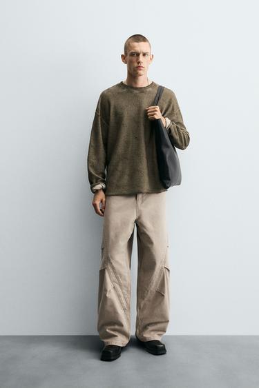 BAGGY FIT JEANS WITH DARTS - Beige by Zara - Image 0