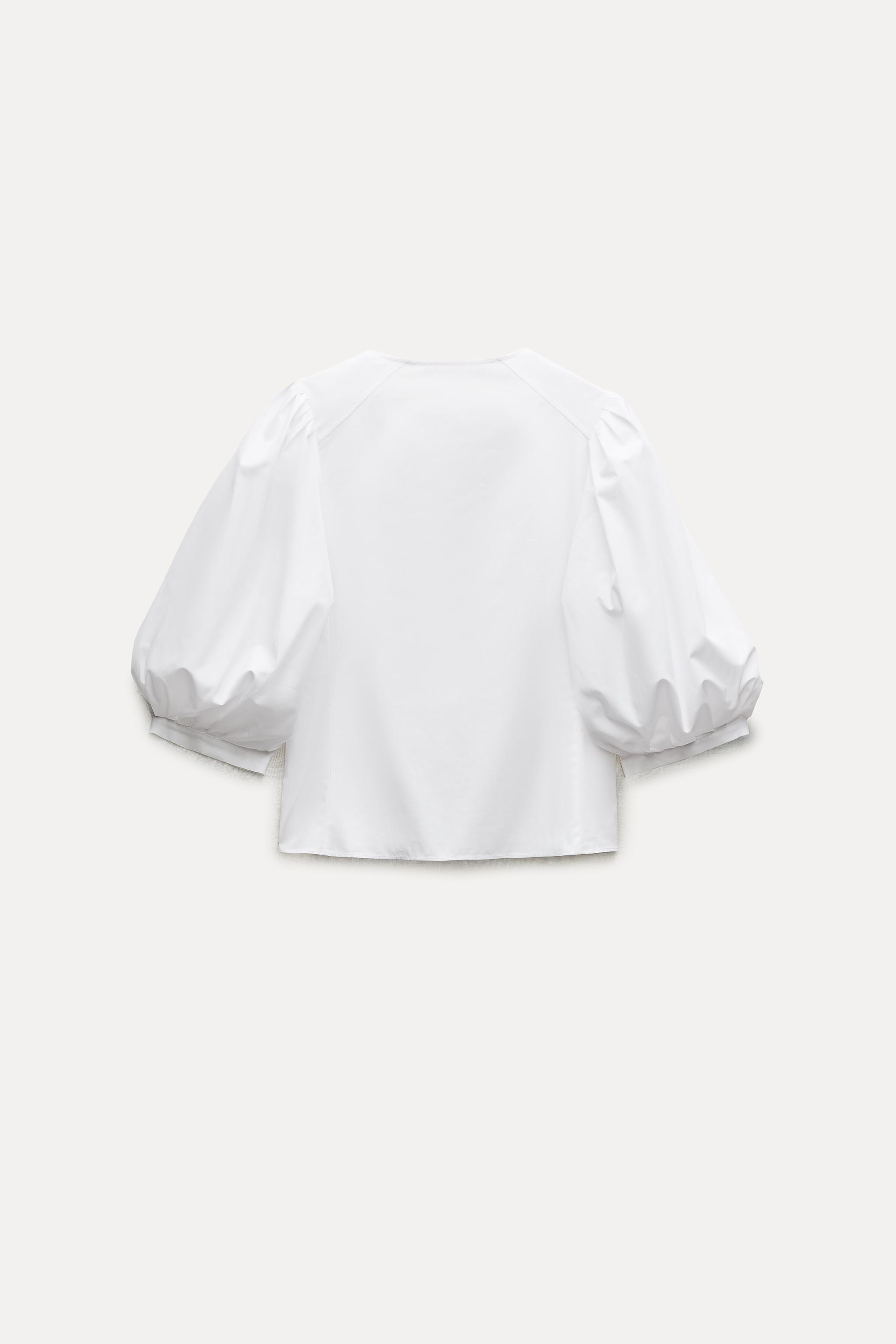 Zara White balloon sleeve top offers size Medium