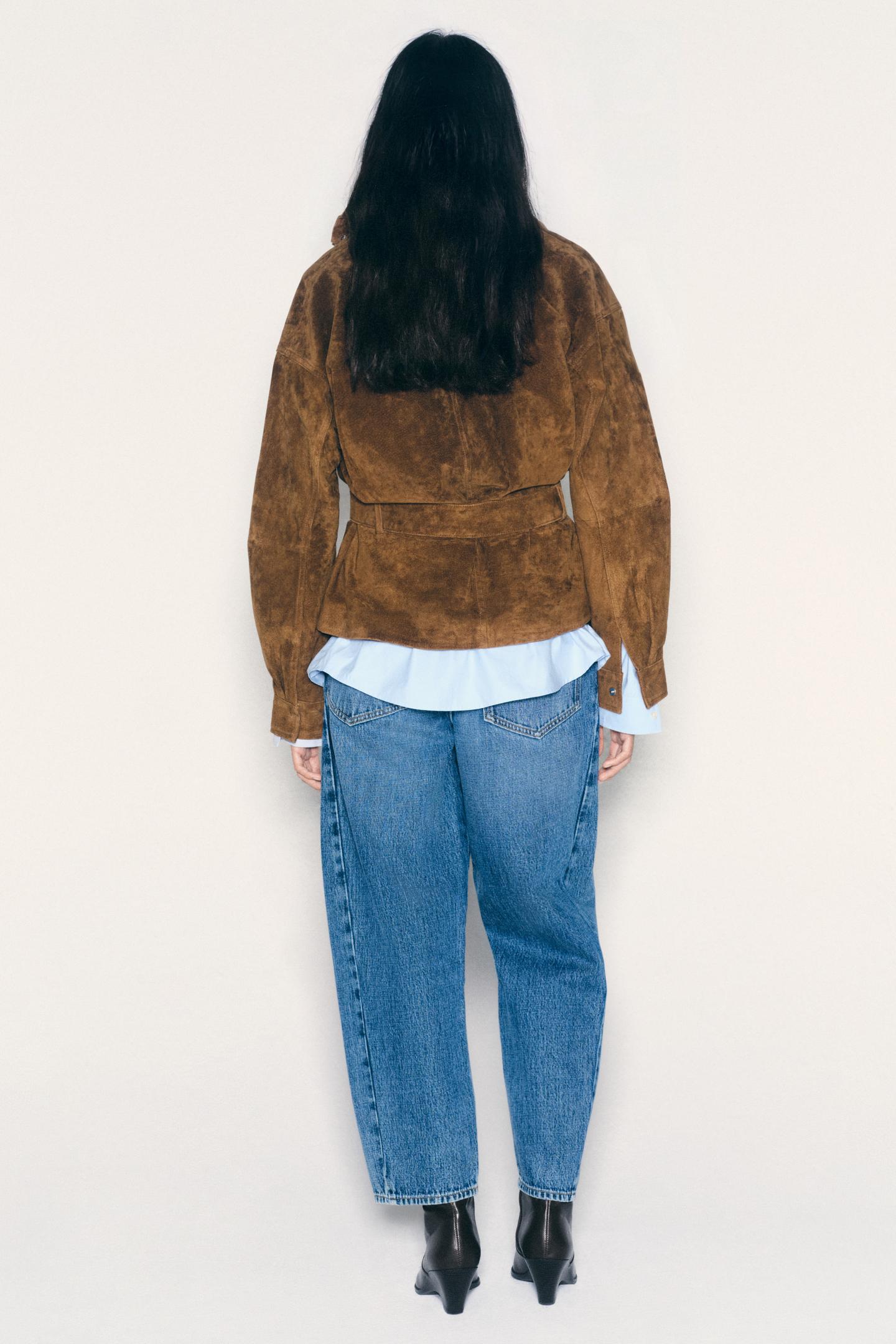 Женская куртка Zara 100% Leather Belted, цвет: Коричневый — фото 5