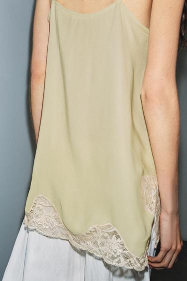 ZW COLLECTION LACE STRAP TOP - Lime by Zara - Image 2