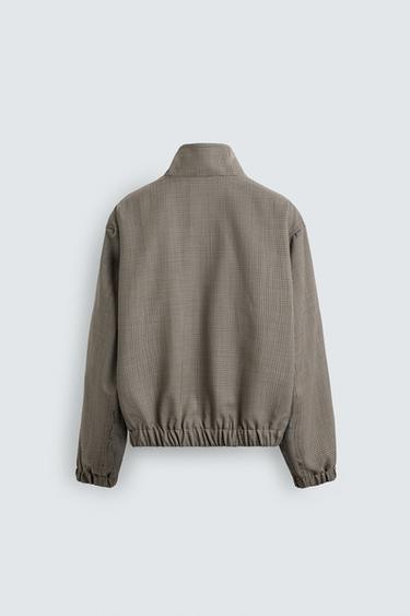 BLOUSON COUPE DÉCONTRACTÉE PIED-DE-POULE - Beige de Zara - Image 7