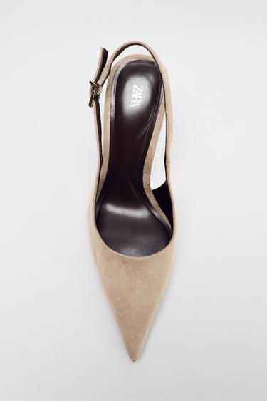 ZAPATO TACÓN DESTALONADO HEBILLA - Gris Topo de Zara