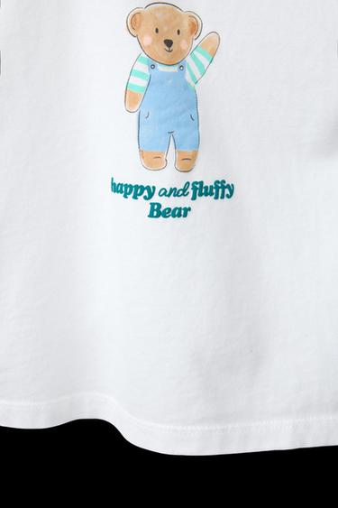 T-SHIRT MIT BÄREN-TEXT - Cremefarben von Zara