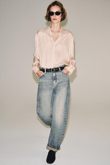 ZW COLLECTION STRIPED SILK SHIRT - Ecru / Red by Zara