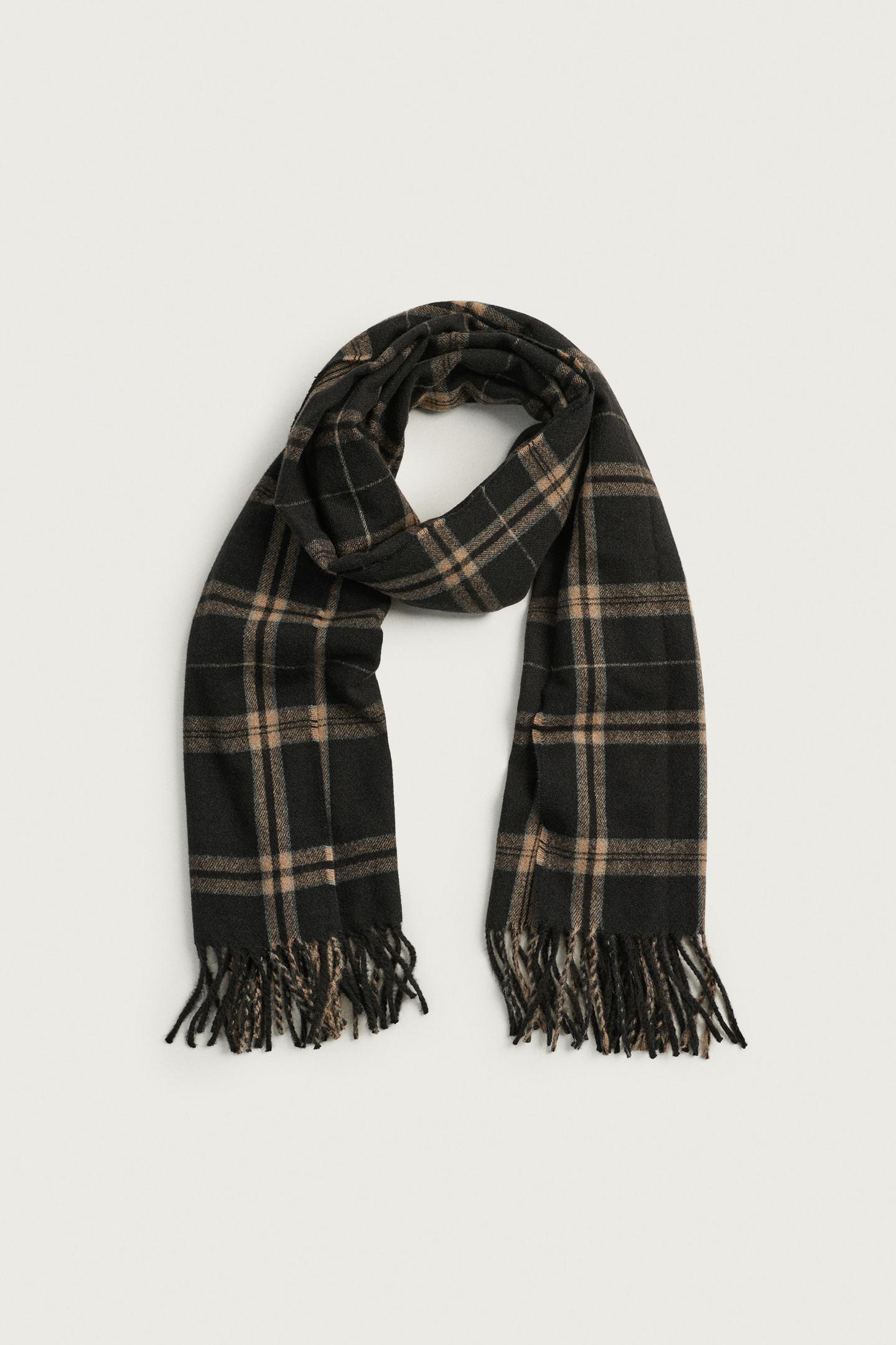 Мужской шарф Zara Plaid Color-Block, цвет: Чёрный — фото 4