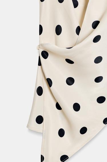 TOP SATINÉ HALTER À POIS - Blanc / Noir de Zara - Image 6