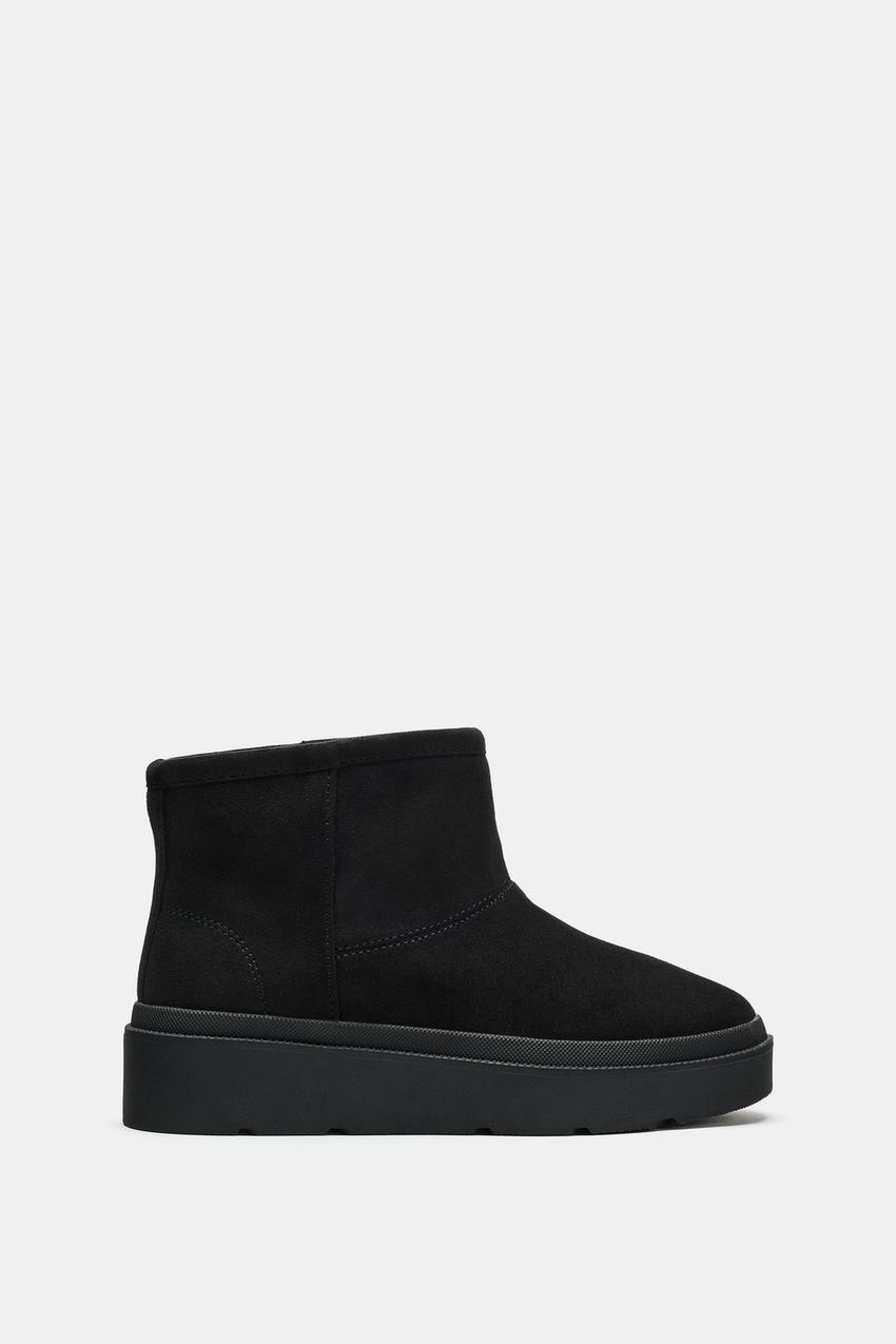 ボアライニング ショートブーツ - ブラック | ZARA Japan / 日本