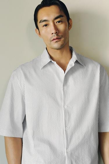 RELAXED FIT SEERSUCKER SHIRT - striped by Zara