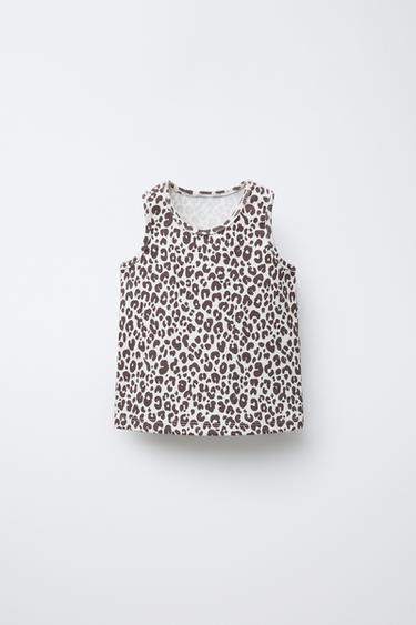 RIFLET T-SHIRT MED MØNSTER - råhvid fra Zara