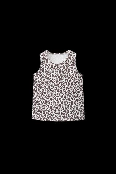 Zara PRINTED RIBBED T-SHIRT - Ecru - Image 0