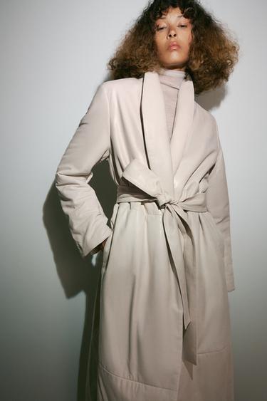 ZW COLLECTION LIMITED EDITION QUILTED LEATHER COAT - Ecru by Zara - Image 1