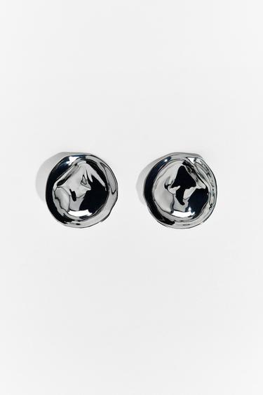 METAL PLATE EARRINGS - Silver by Zara
