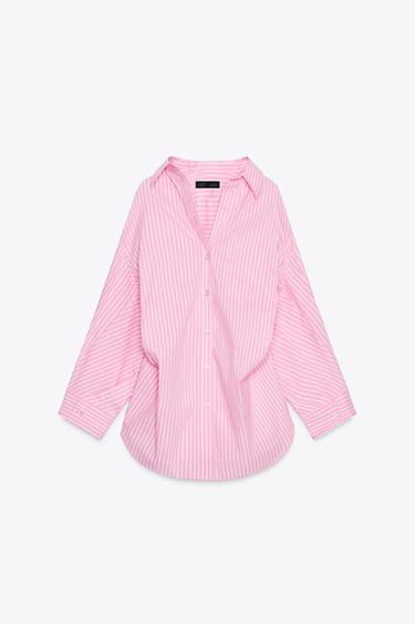 ÁO SƠ MI OVERSIZE VẢI POPLIN HỌA TIẾT KẺ SỌC - 107 từ Zara