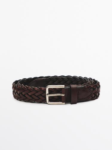 Ceinture tressée en cuir nappa - Marron de Zara