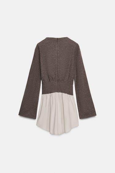 CONTRAST DRESS WITH STUDS - Mink marl by Zara - Image 1