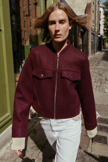 SOFT SHORT JACKET - Burgundy by Zara