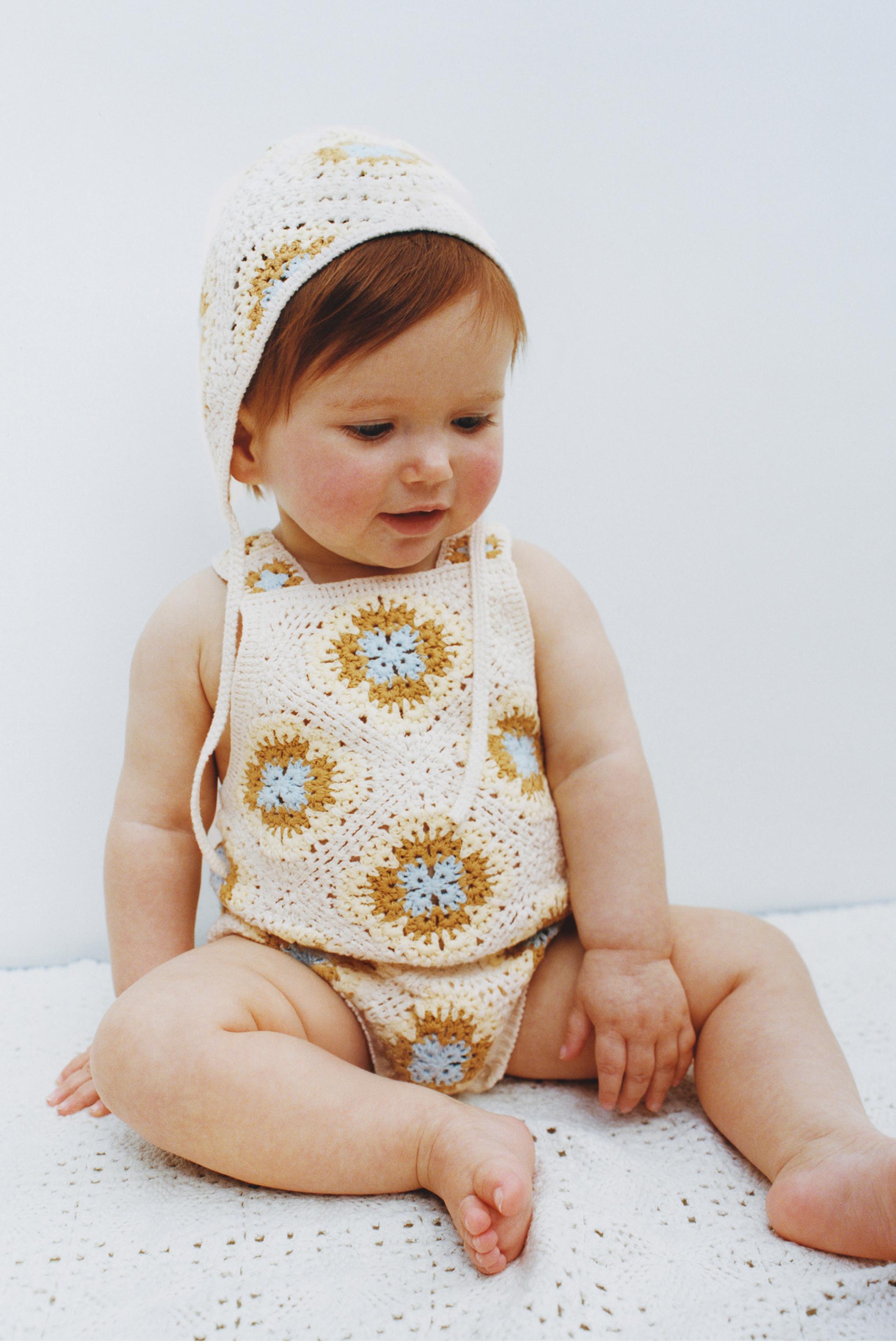 FLORAL CROCHET KNIT BONNET - Ecru | ZARA United States