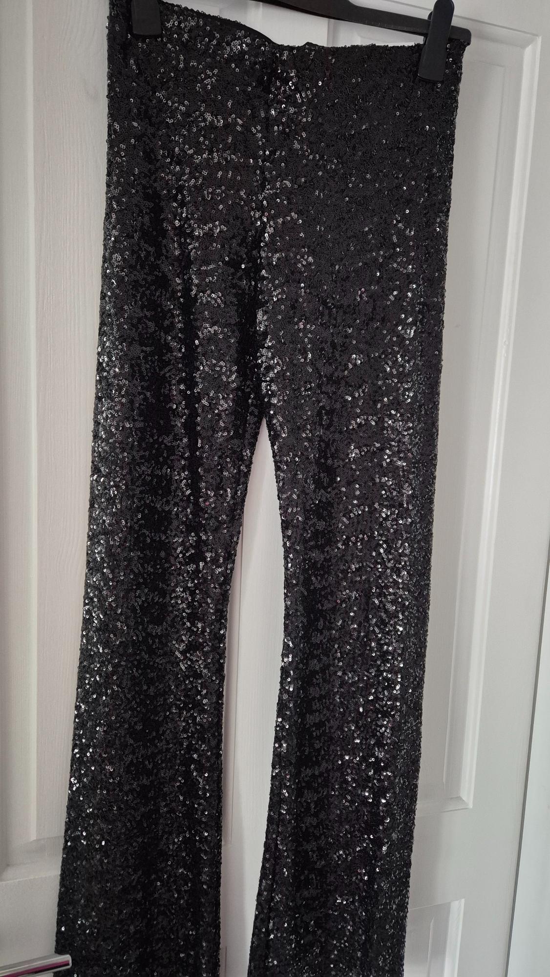 FLARED SEQUINNED LEGGINGS