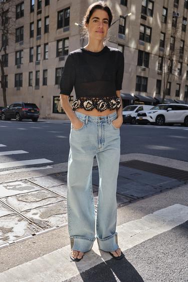 JEANS ZW COLLECTION BAGGY TIRO MEDIO - أزرق فاتح الخاص بـ Zara