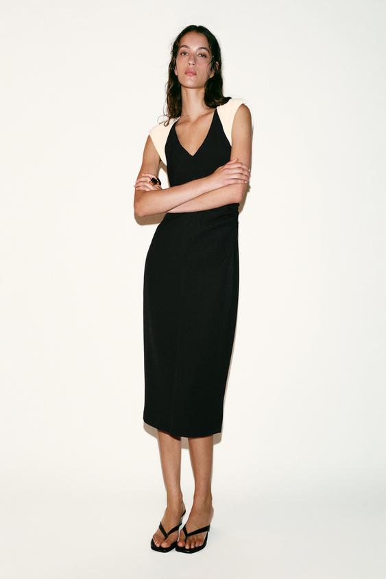 COMBINATION SHOULDER PAD MIDI DRESS from Zara - $79.90