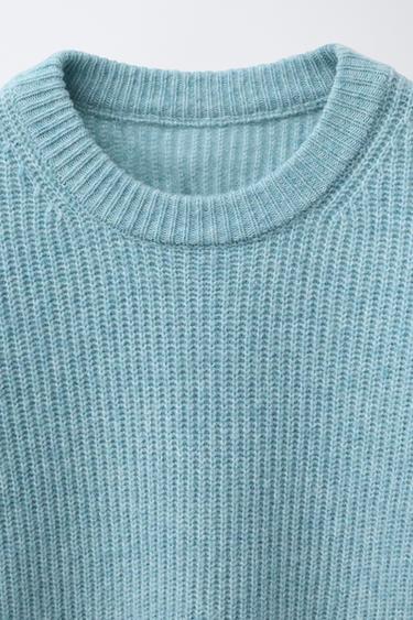 PULL EN MAILLE PERLÉE - Bleu / Gris de Zara - Image 2