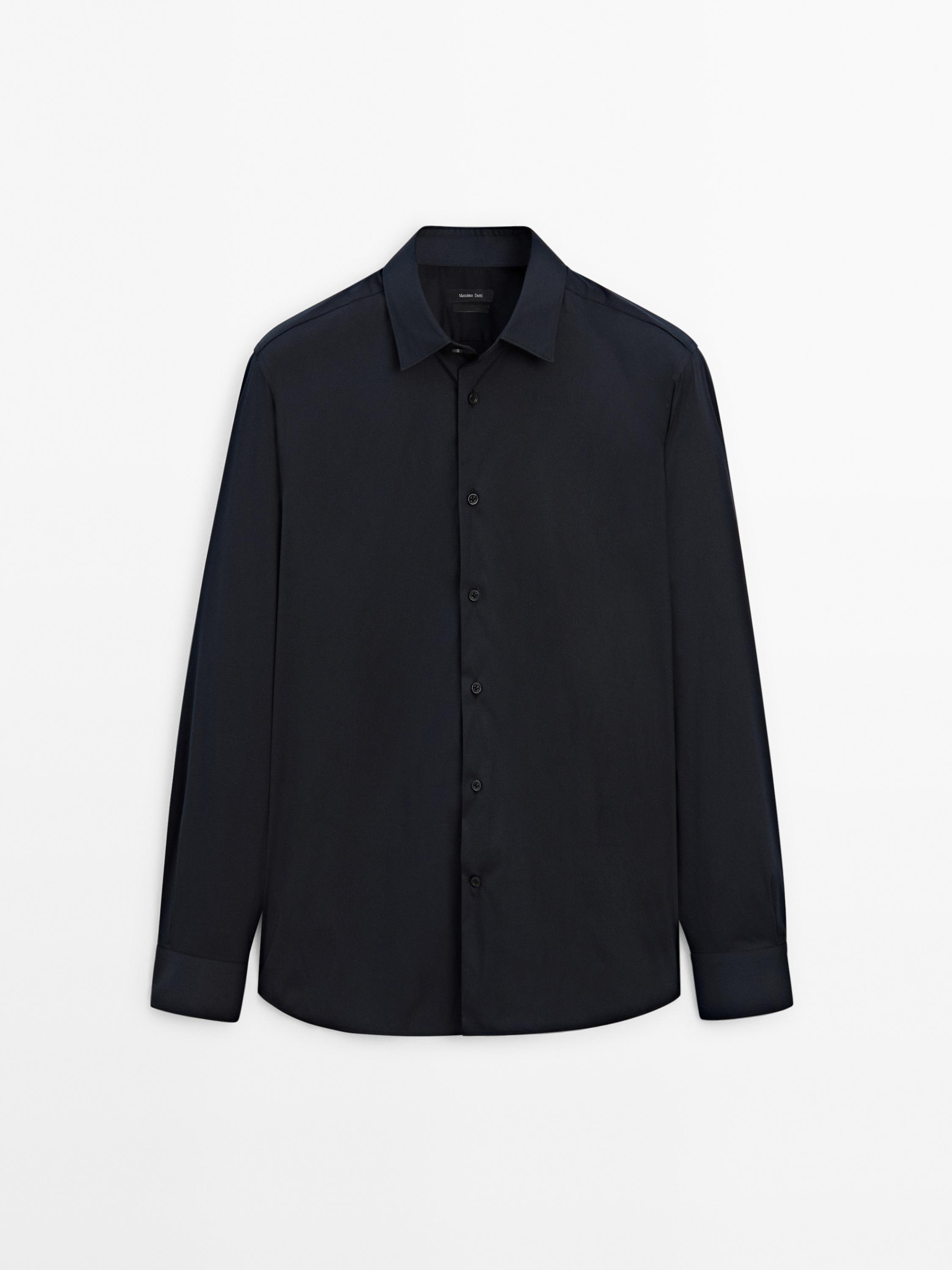 Slim fit stretch shirt — Navy blue