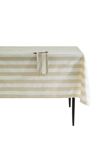 Zara DYED THREAD STRIPED TABLECLOTH - Taupe gray
